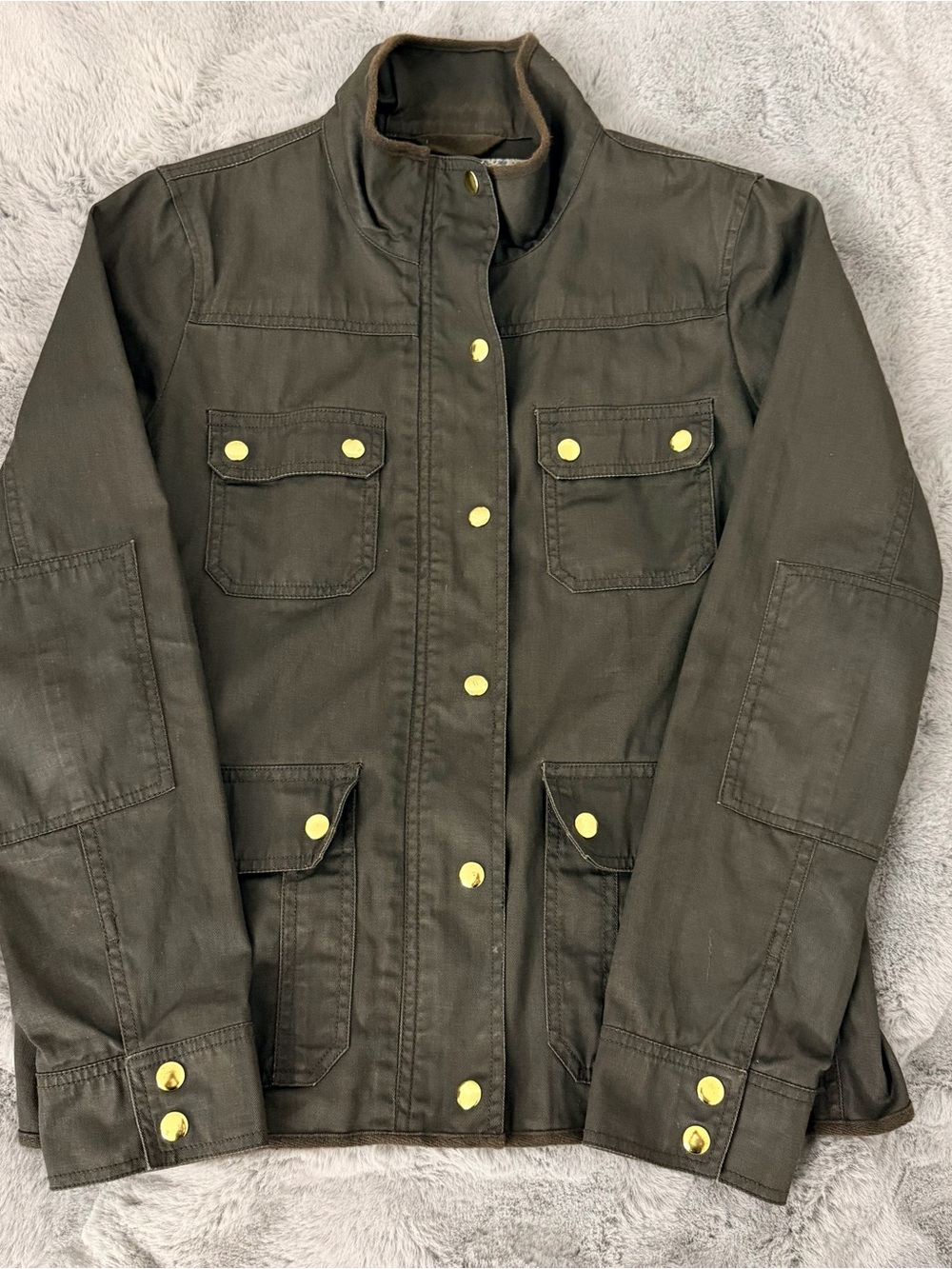 J.Crew Relaxed Boyfriend Field Utility Jacket Military Olive Green M - Picture 2 of 13